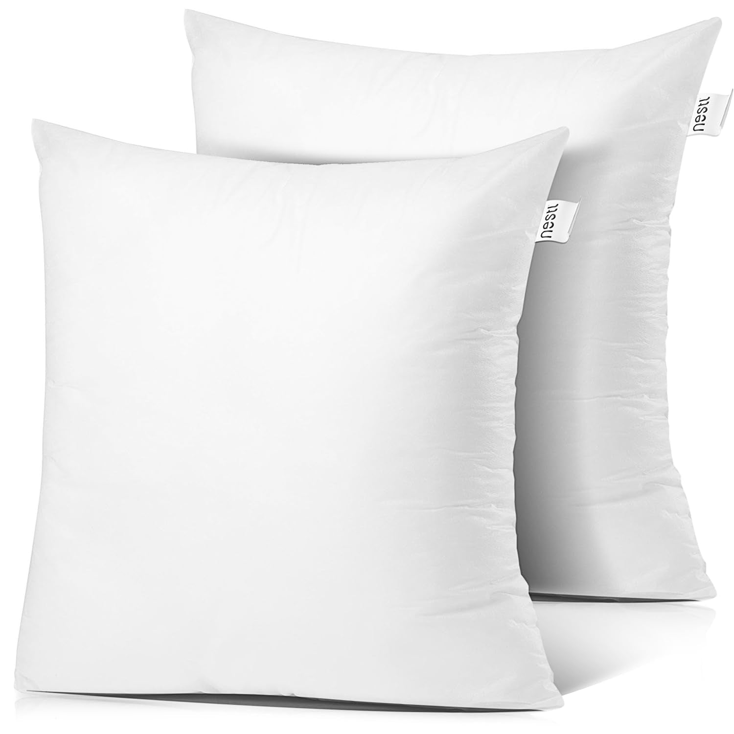 Nestl 16X16 Pillow Inserts - Throw Pillow Insert 16X16, 2 Pack Square Pillows, Decorative 16X16 Pillows Throw White, 16 X 16 Pillow Insert, Lumbar Pillow Insert For Bed And Couch